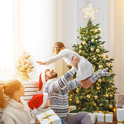 Décoration pour sommet de sapin étoile de Noël avec 8 modes d'éclairage, décoration pour sommet de sapin illuminé par USB avec 20 lumières DEL, décoration de sapin de Noël pour arbre de Noël intérieur ou extérieur, 9,8 po (H)