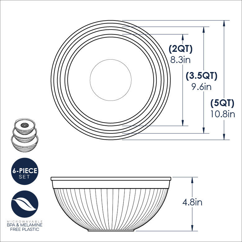 Earth-Tone Melamine 6-Piece Covered Bowl Set