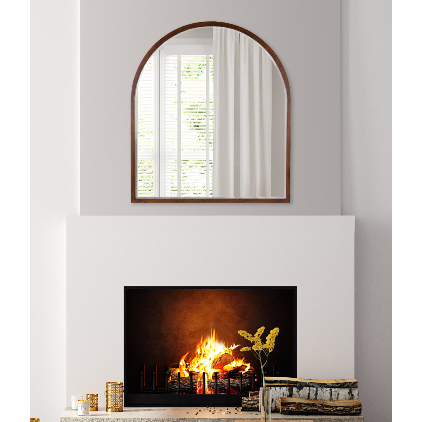 Glover 32" Accent Mirror, Walnut Brown