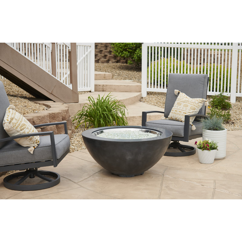 Cove Rectangle Concrete Smokeless Fire Pit Table, White, Natural Gas
