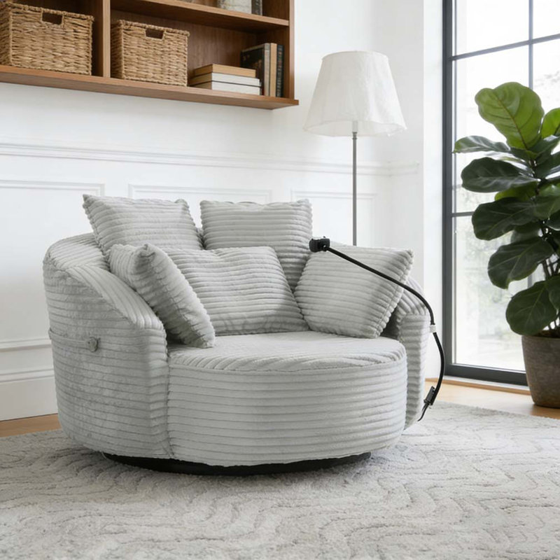 Fauteuil demi-tonneau pivotant à 360 °, Gris clair