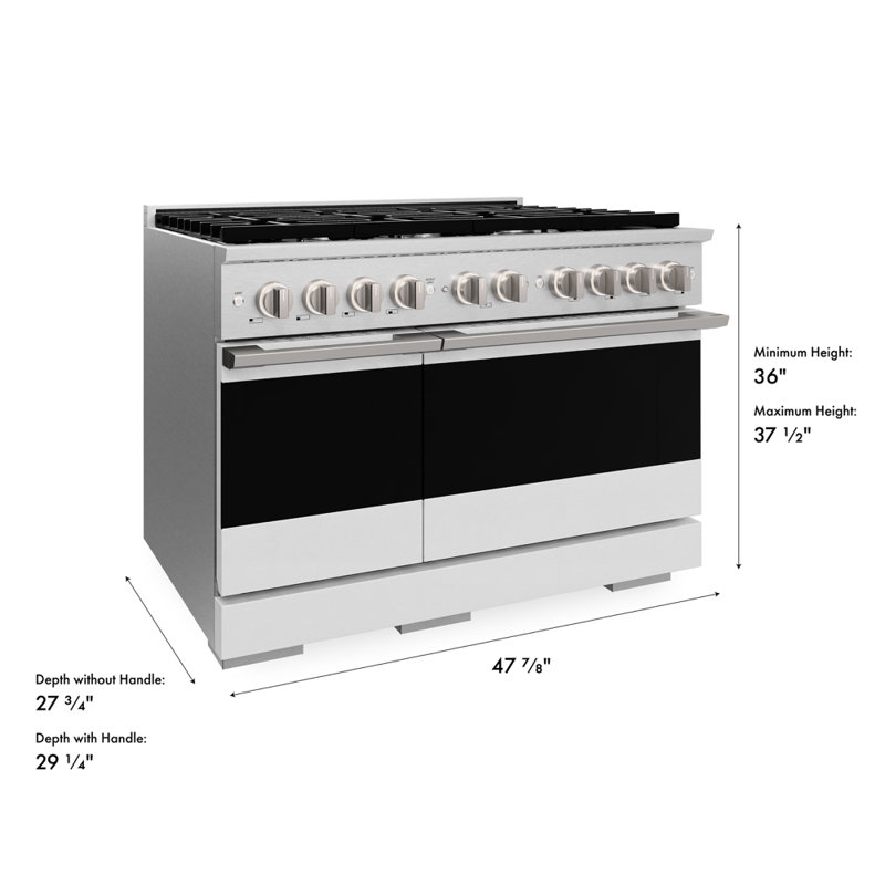 ZLINE 48 in. 6.7 cu. ft. Marino Dual Fuel Range with 8 Brass Gas Burners in Satin Stainless Steel, Gas