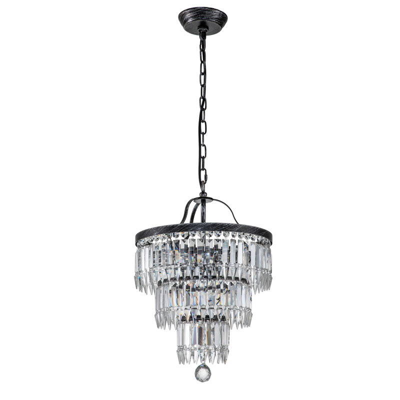Lustre glam à 5 lumières Belle avec cristal taillé à la main Belle, Noir