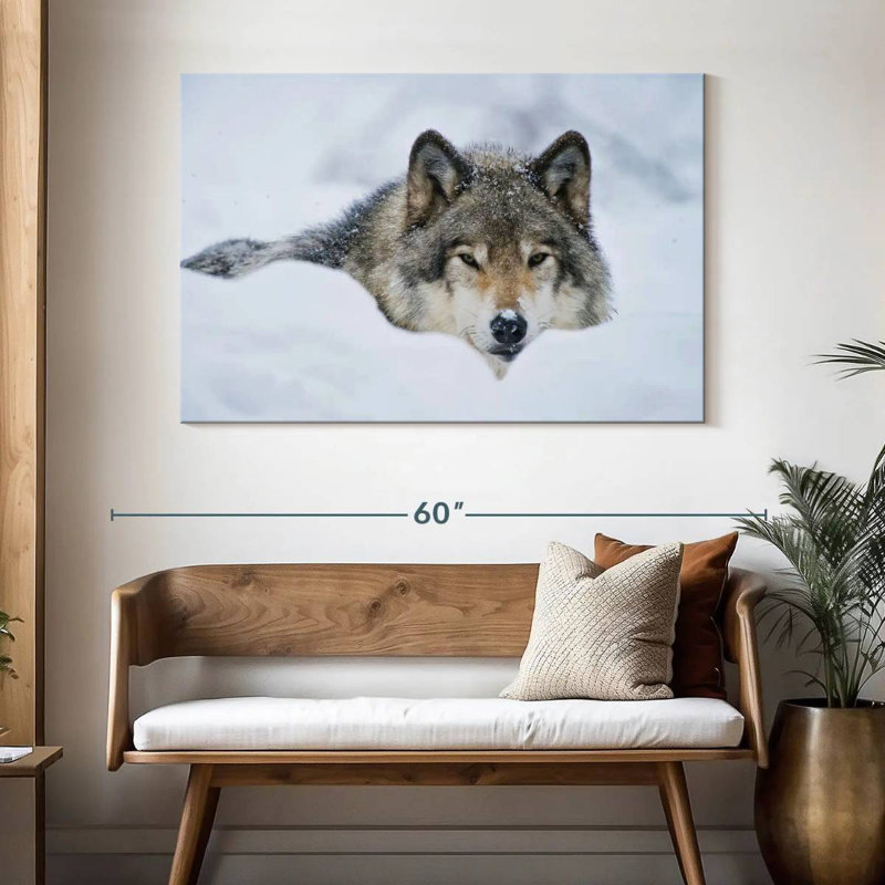 Wolf In Snow, H 32 po x l 48 po