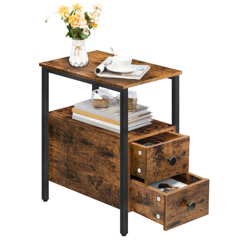 Ashippun 24'' Tall 2 - Drawer Side Table with Storage, Brown