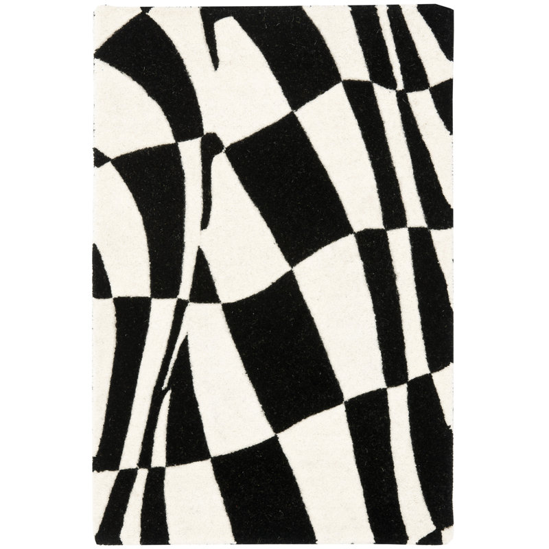 Amier Hand Tufted Wool And Viscose Geometric Rug, Rectangle 2' x 3'