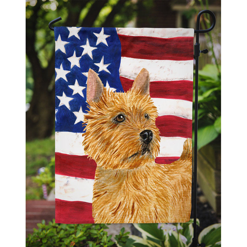 2 côtés en polyester de 2 côtés american drapeau de jardin, Brun / gris chien à loutre