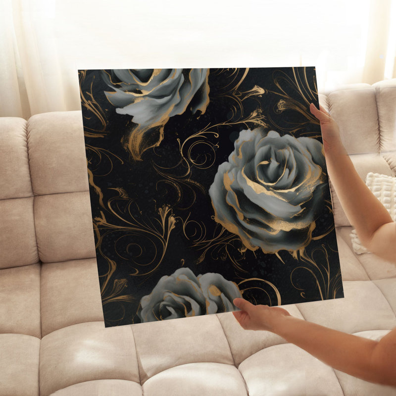 «Floral Luxe Rose Symphony IV», reproduction d'art moderne sans cadre, H 28 po x l 28 po