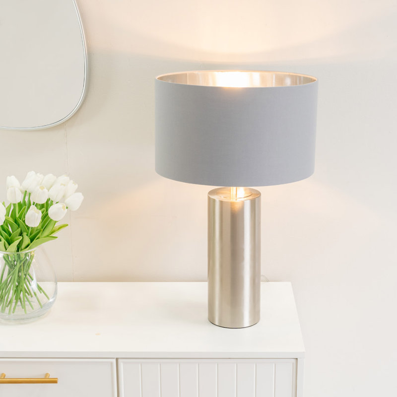 Andolin Metal Table Lamp, Silver, Grey