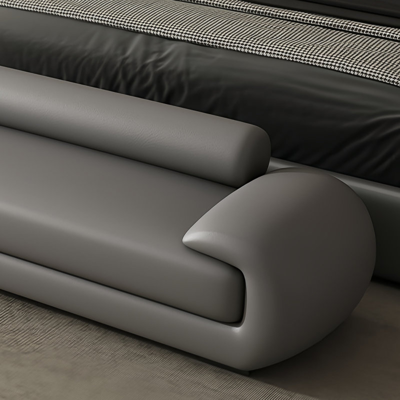 Laricka Leather Match Upholstered Bench, Gray
