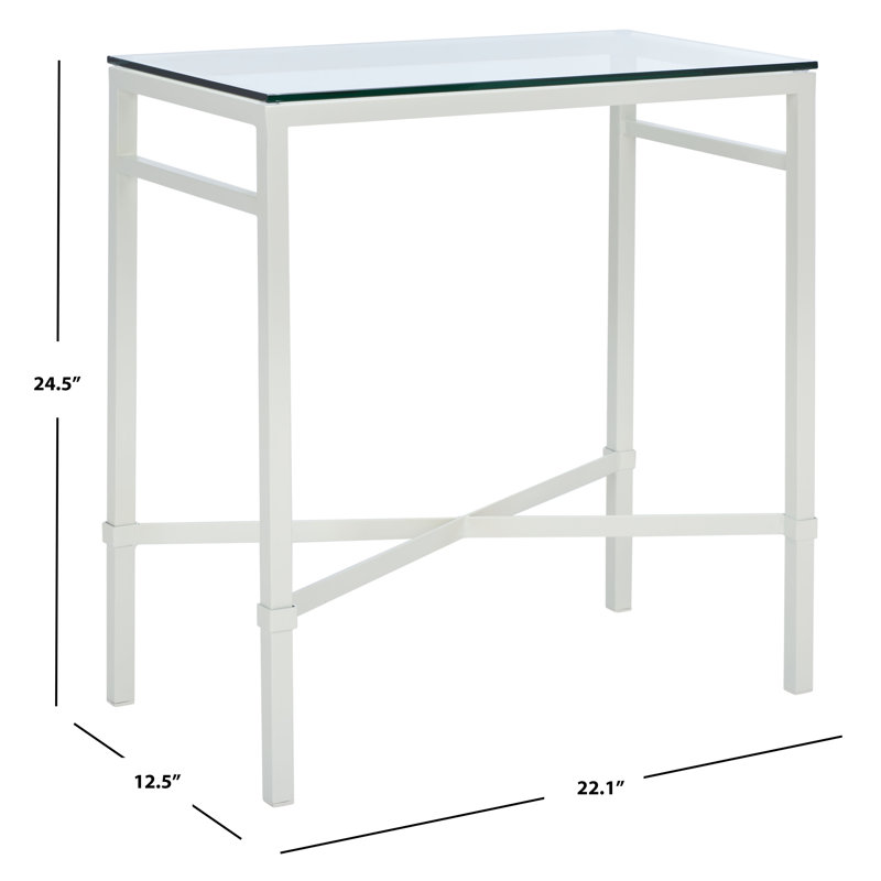 Vera Glass End Table, White