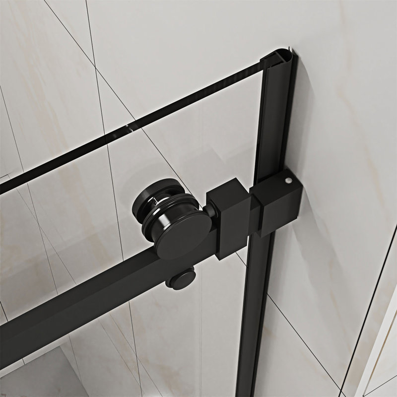 Porte de douche coulissante sans cadre, Noir mat
