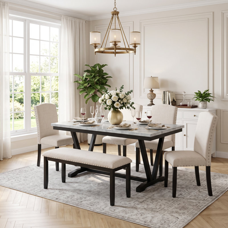Solid Wood Top Dining Set