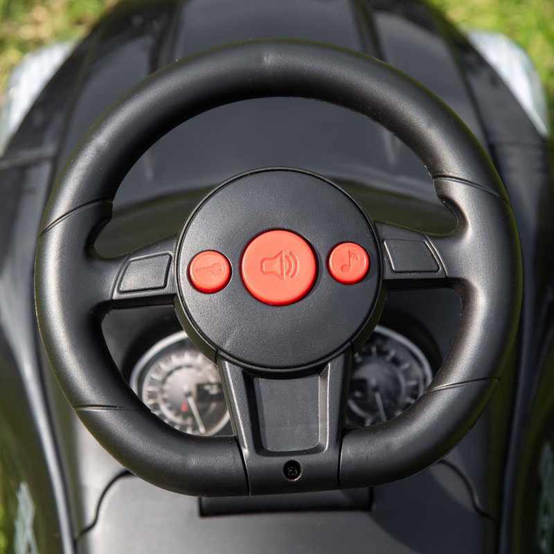 Black Toddler Ride-On Push Car with Horn and Storage