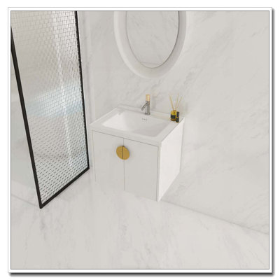 24 Inch Soft Close Bathroom Vanity with Sink – Wall Mounted – Glossy White