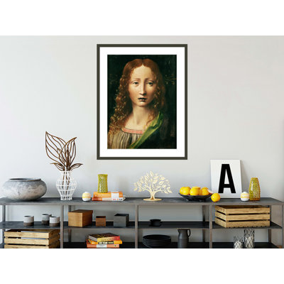 Tête du Sauveur (huile sur panneau) par Leonardo Da Vinci, impression giclée encadrée