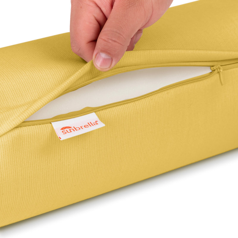 Austin Horn Classics Sunbrella Zippered Neck Roll Bolster, Daffodil Yellow