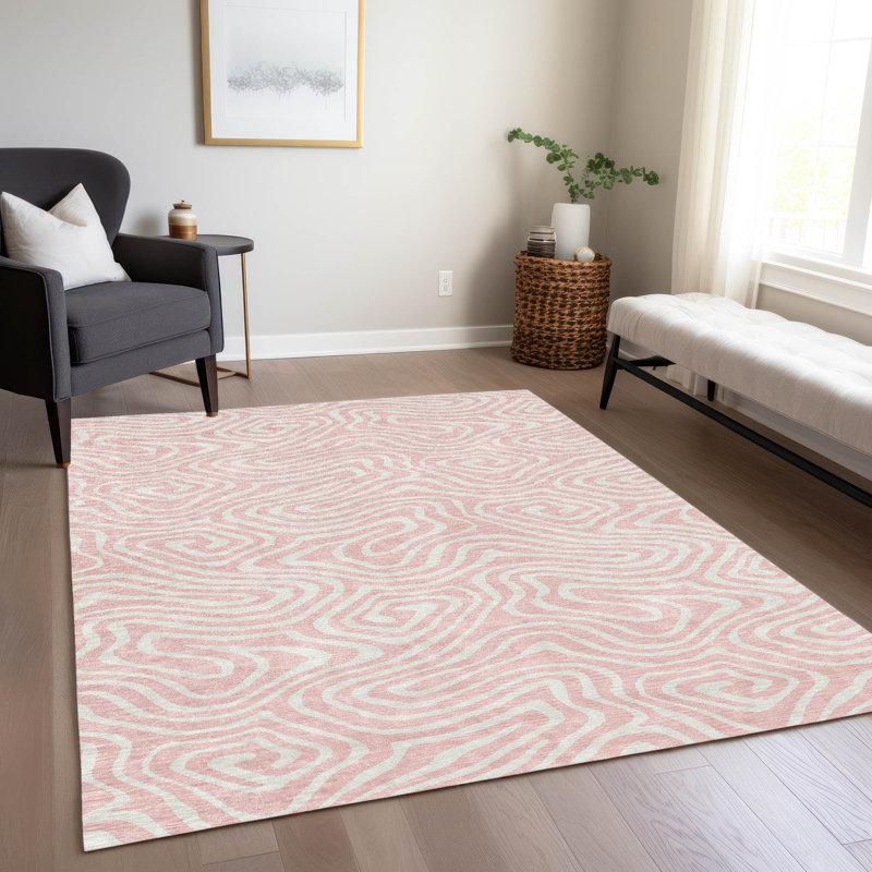 Addison 8' x 10' Pink Synthetic Flat Woven Washable Rug