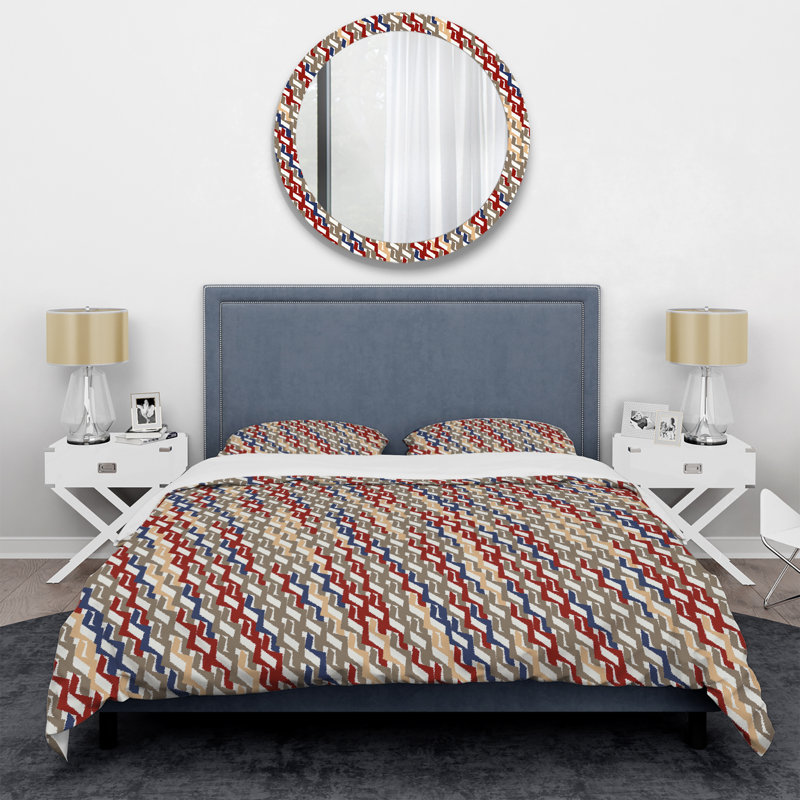 Motif à rayures multicolores - Ensemble de housse de couette abstrait - Microfibre de polyester