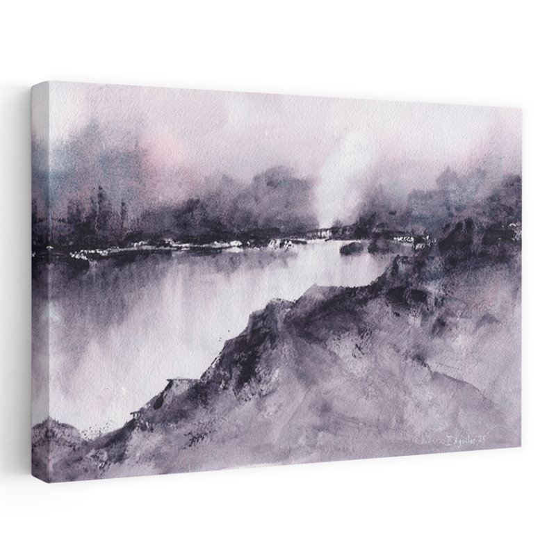 Art contemporain abstrait serein, paysage tranquille, nature, H 8 po x l 12 po