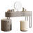 Jahnea Vanity-Elegant Set: Saddle Leather-Finished Top Vanity Table & Stool, Stainless Steel Support, Reversible Installation, and Dimmable LED Mirror-949619663