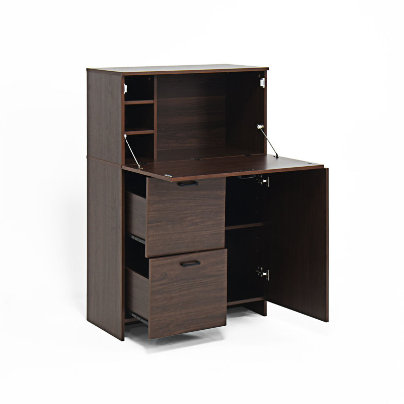 Armoire de bureau multifonctionnelle avec bureau pliable et grand rangement