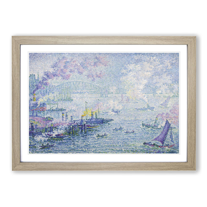 The Port of Rotterdam by Paul Signac - Picture Frame Painting, 27cm H x 36cm W x 2cm D, Oak Framed