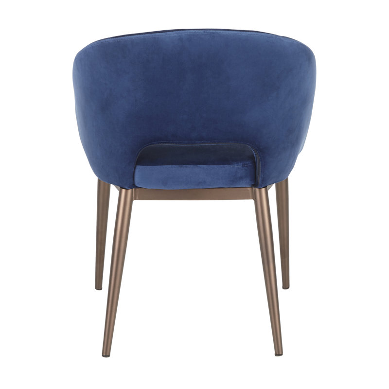 Evanoff 18.5'' H Upholstered Metal Side Chair, Cream, Copper