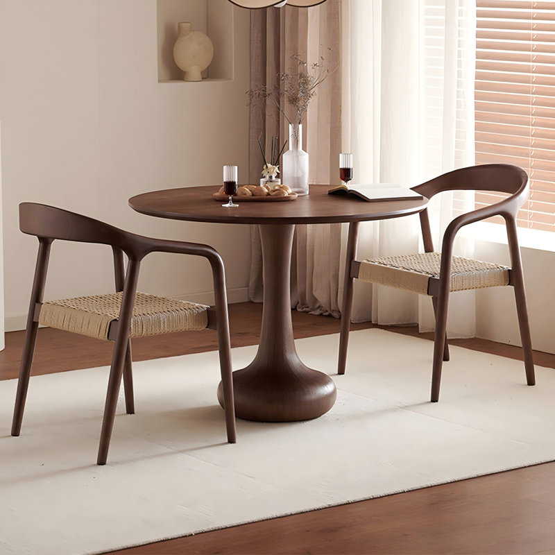 Ensemble de table de salle à manger et de chaises 35,43 po en bois massif brun, H 29,53 po x l 35,43 po x P 35,43 po