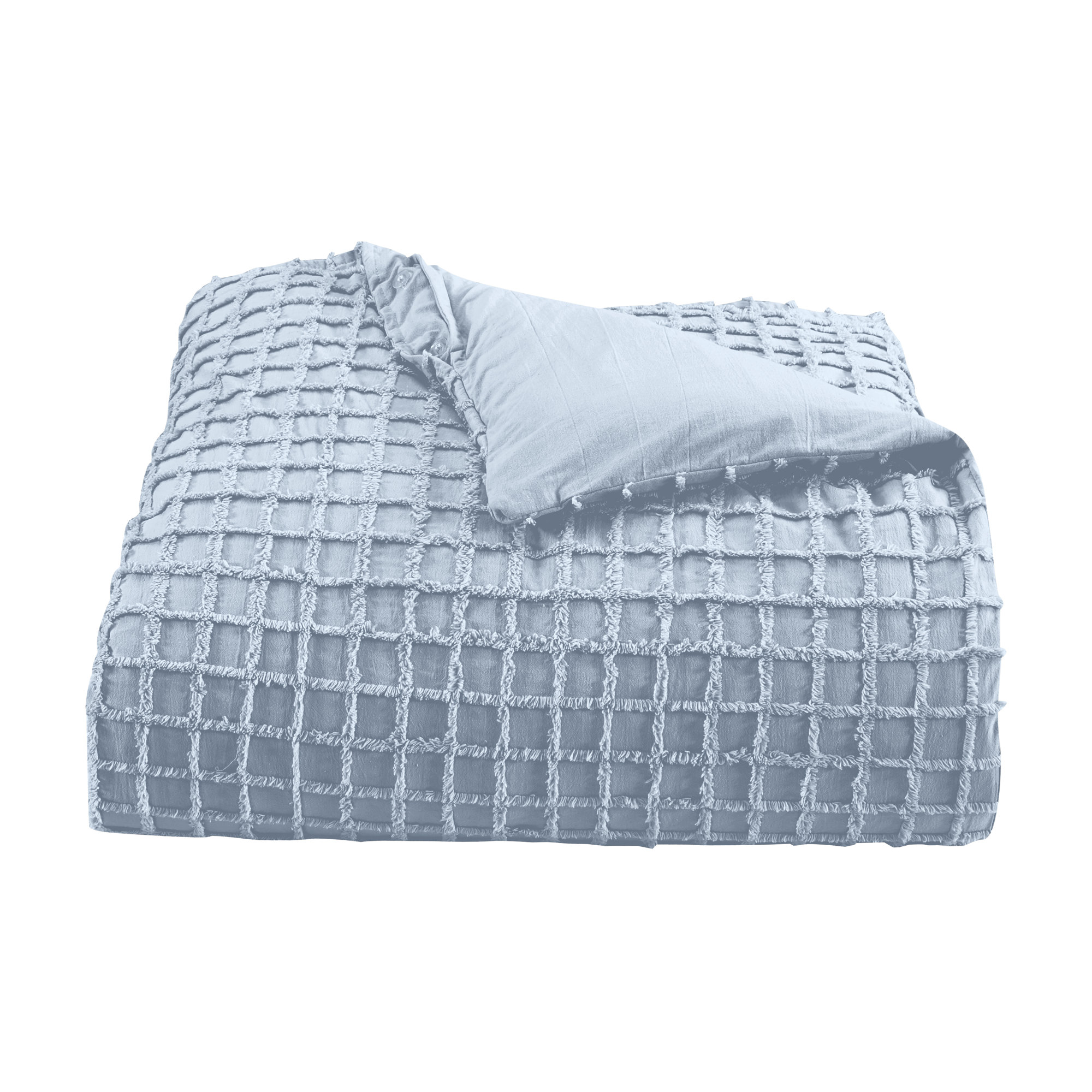 Carter Duvet Cover Set, Powder Blue, Queen Duvet Cover + 2 Shams