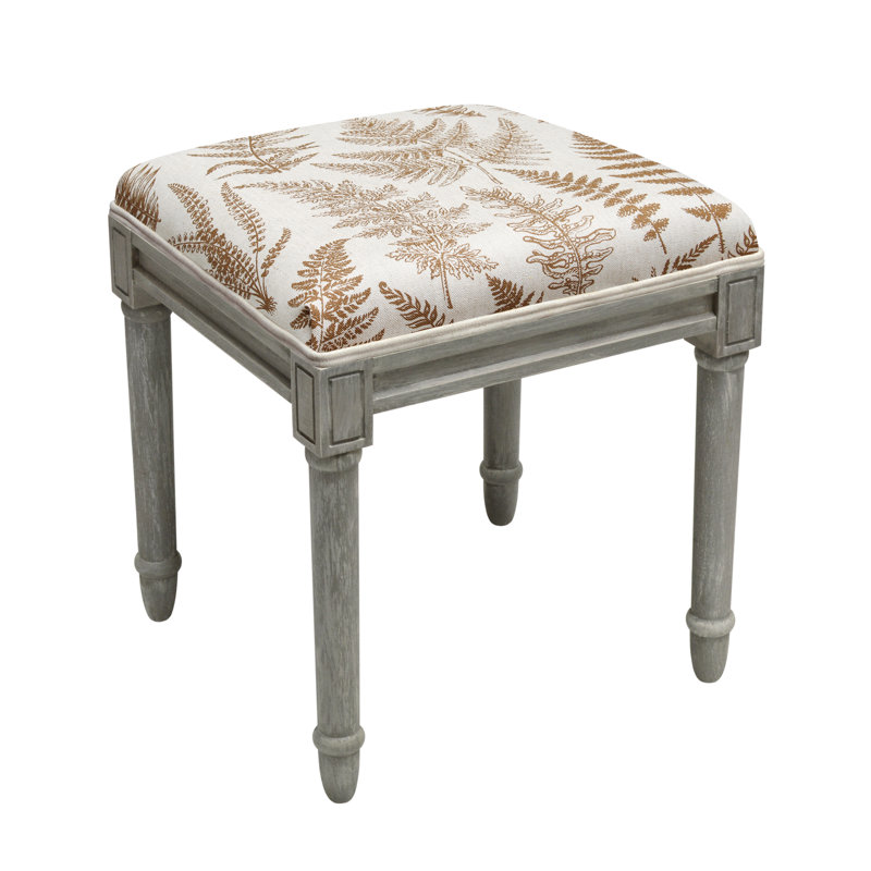 Camiah Solid Wood Accent Stool, Caramel, Gray