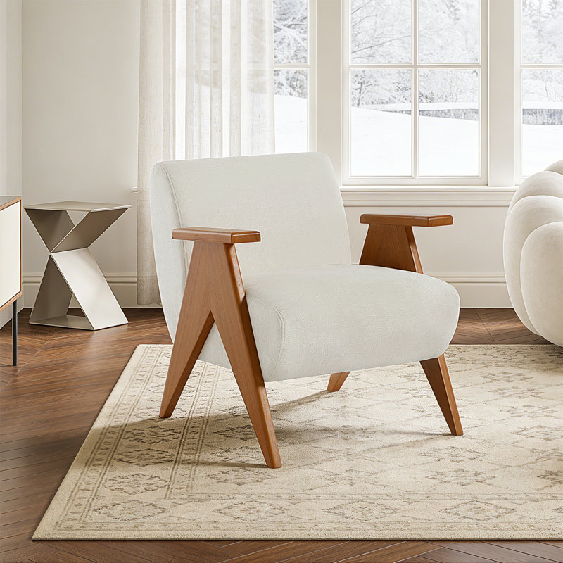 Fauteuil 27,6 po Mid-Century, Beige