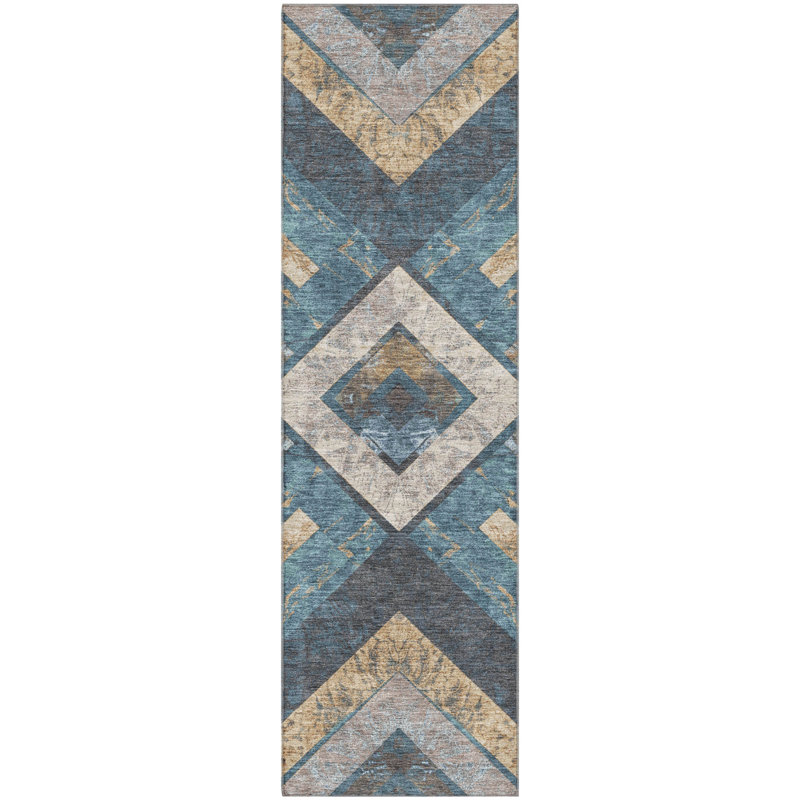 Premium Machine Washable Millbrook AMF1955 Geometric Rug, Runner 2'3" x 7'6"