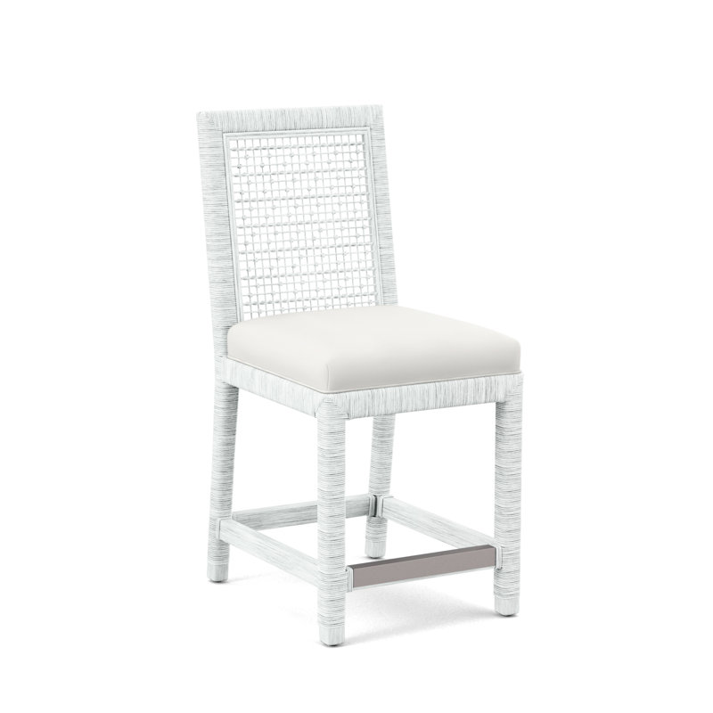 Tabouret de comptoir 24 po Scotia Glinda, Teal Performance; 0357-53, Blanc givré