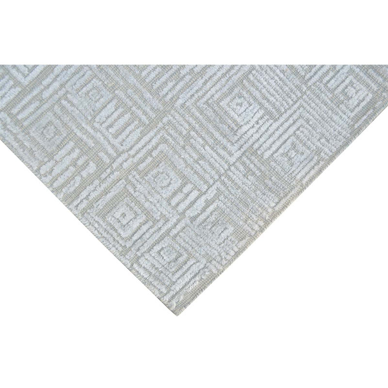 Tapis noué à la main gris argenté, Rectangle 8 pi x 10 pi