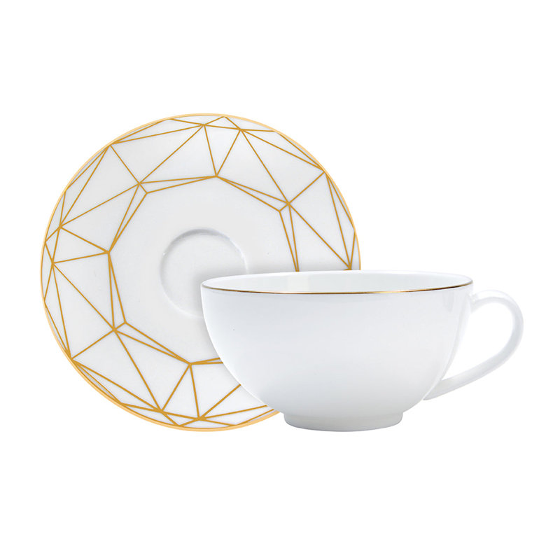 Gem Cut Gold Bone China Teacup