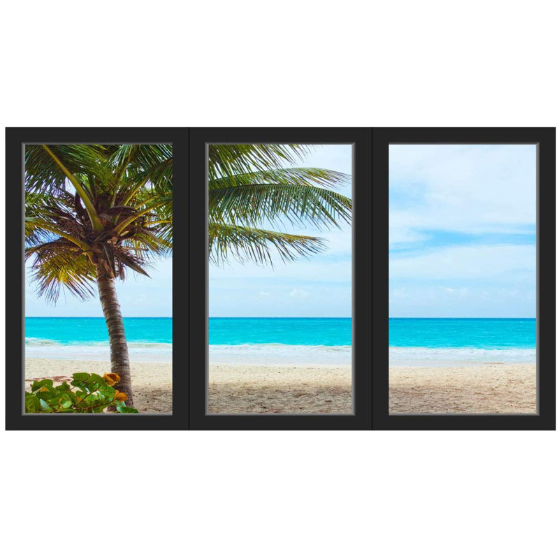 Adhésif décoratif palmiers 3D Office Ocean Beach, H 13 po x l 22 po x P 0,4 po