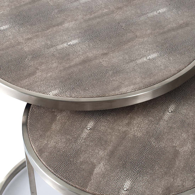Hamdan Stainless Steel Tray Top Nesting Tables