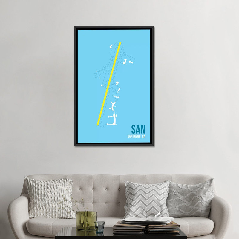 Reproduction d’art graphique sur toile tendue à gauche San Diego par 08, H 26 po x l 18 po x P 1,5 po, Toile encadrée noire