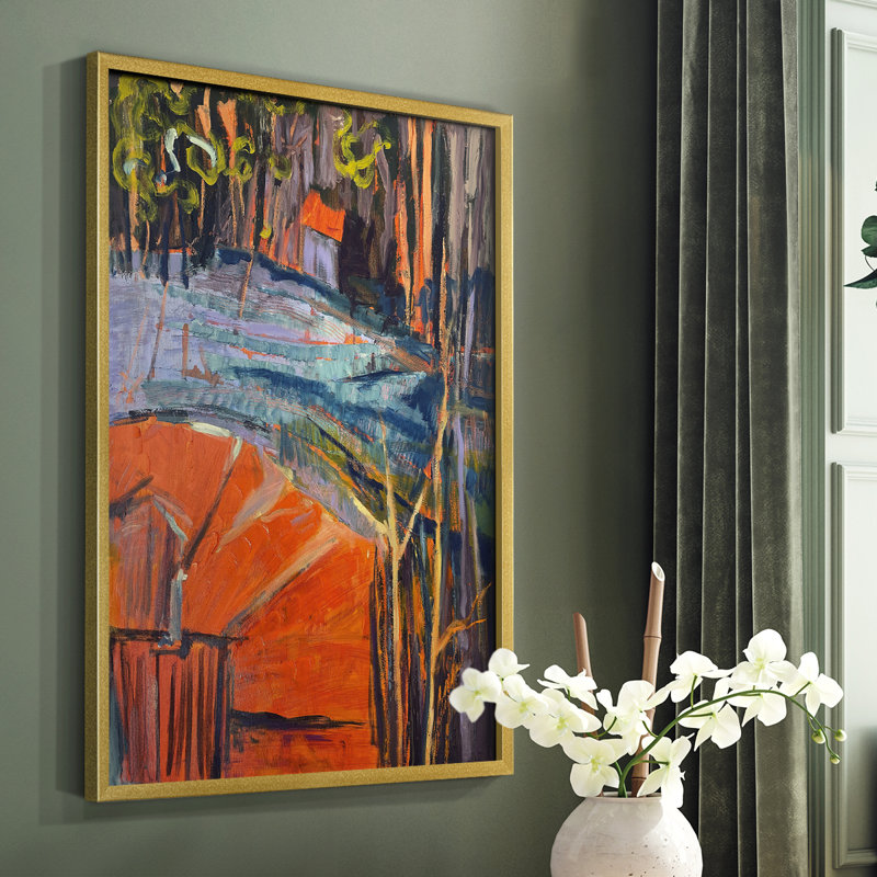 «Cadmium Winter Solstice IV», reproduction encadrée - bois massif, Or, H 20 po x l 16 po