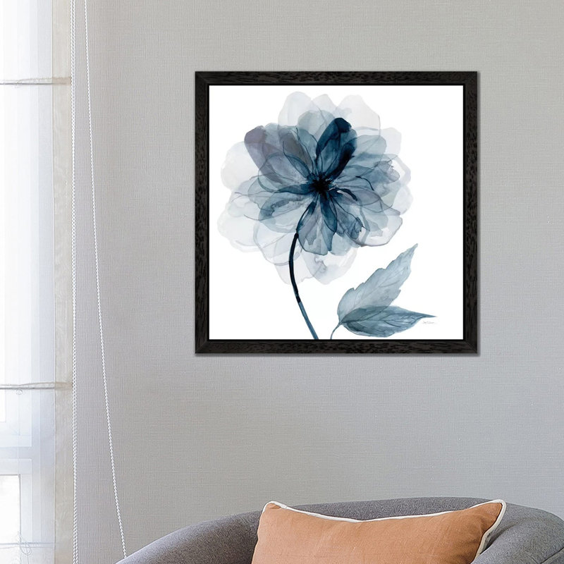 Indigo Bloom I by Carol Robinson - Painting on Canvas, 93.98 cm H x 93.98 cm W, Black Framed