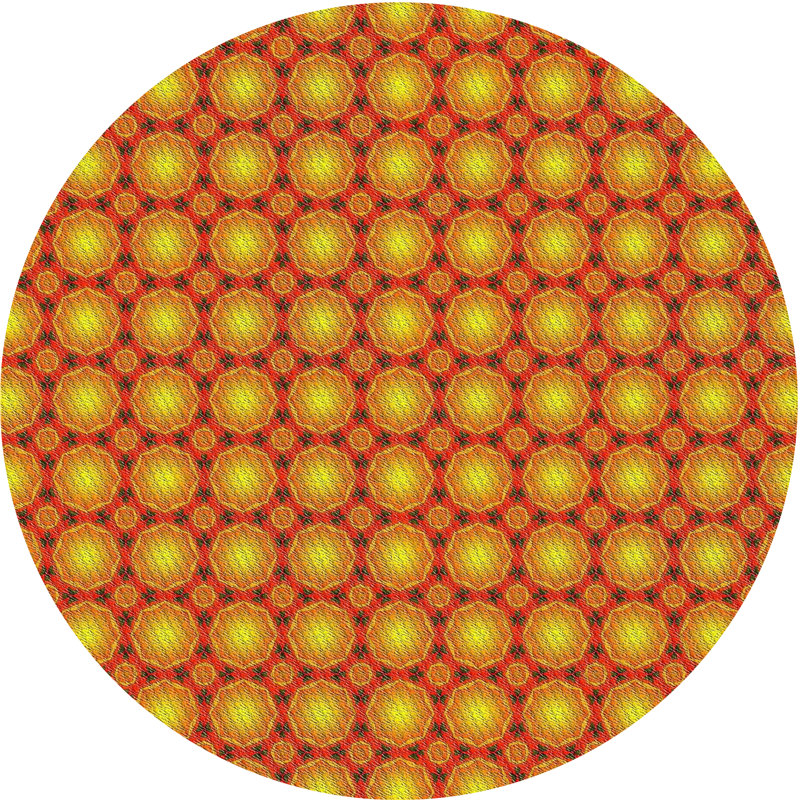 Tapis vert/brun à motifs Janes, Rond 7 pi