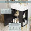 Meuble-lavabo noir 21,6 po, armoire combinée, meuble de rangement pour salle de bain, lavabo simple en céramique, rangement à droite-181113617