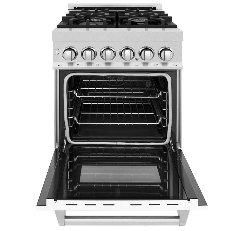 ZLINE 24" 2.8 cu. ft. Dual Fuel Range with Gas Stove and Electric Oven in Fingerprint Resistant Stainless Steel, White Matte