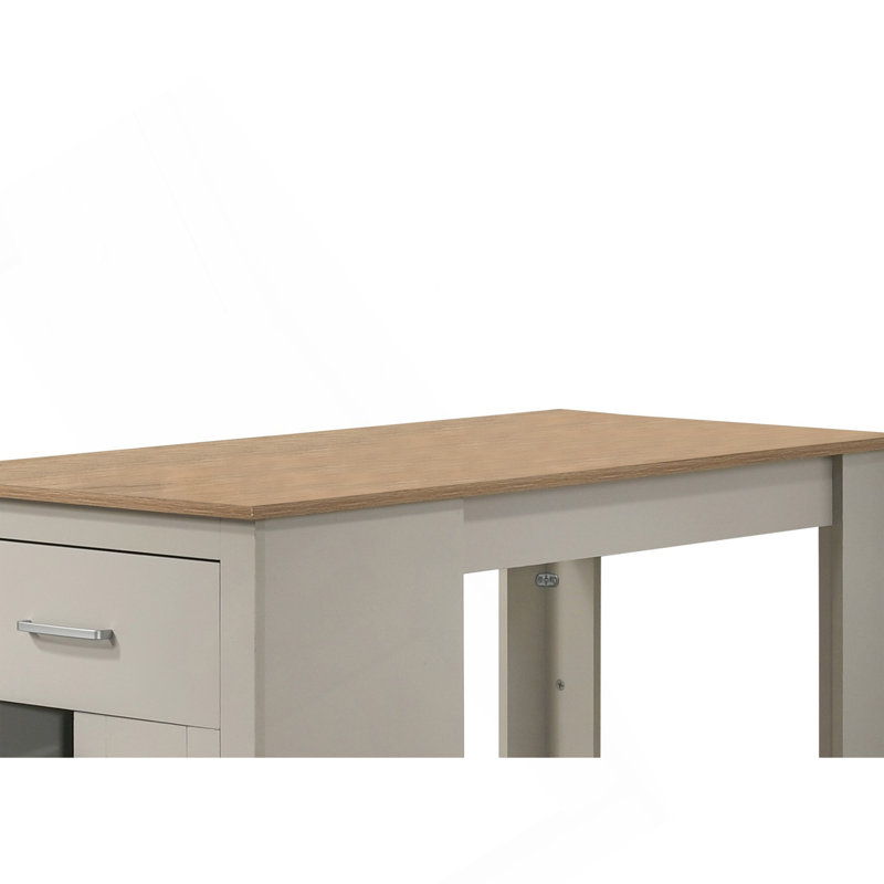 Table de salle à manger Alonzo 47 po gris clair avec rangement et tiroir
