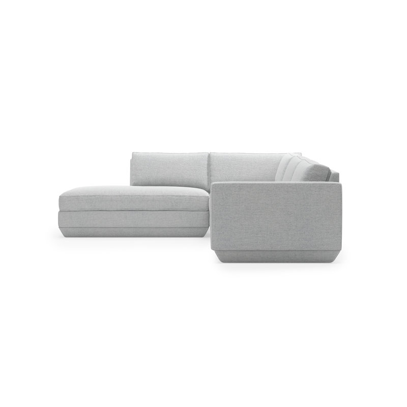 Podium Modular 4-Piece Lounge Sectional A, Bayview Silver Performance Twill, Left Hand Facing