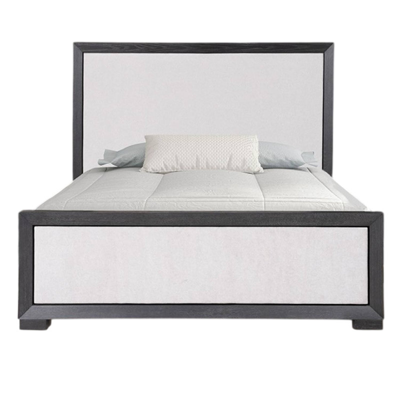 Kizie Bed, Modern Upholstered Tawny Solid Wood, King, Black/White