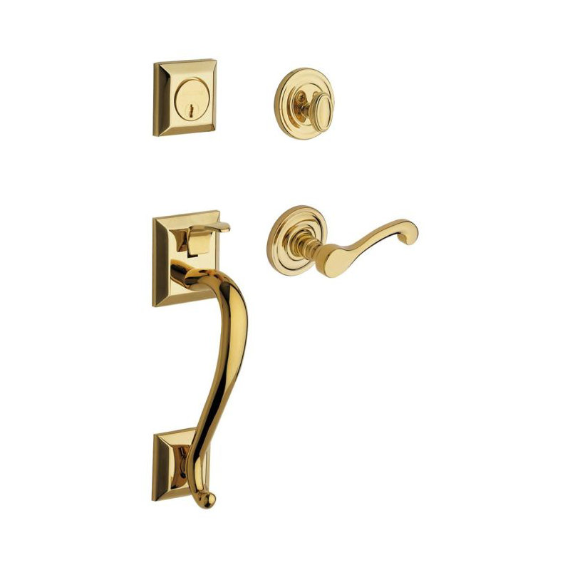 Madison Complete Inactive Madison Dummy Handleset with Lever and Rosette, Left, Lifetime (PVD) Polished Brass
