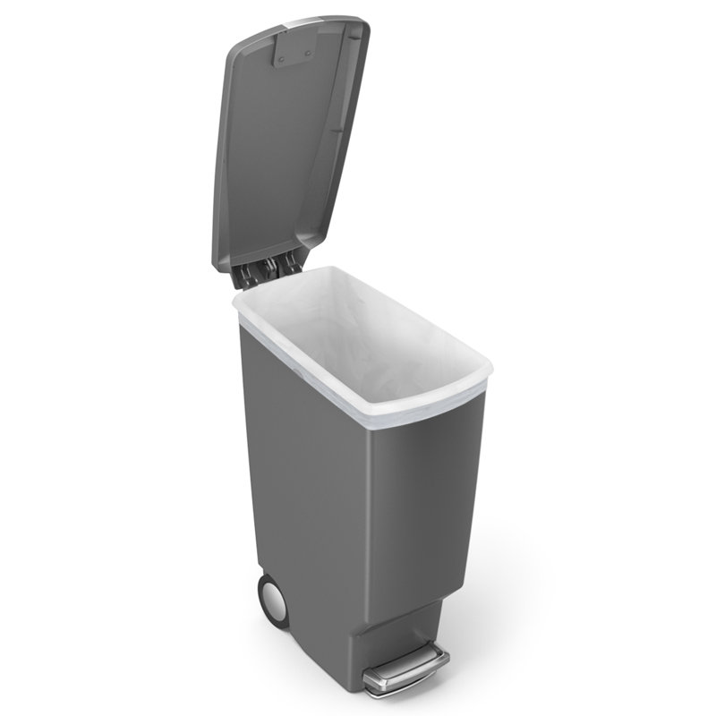 simplehuman 40 Liter / 10.6 Gallon Slim Kitchen Step Trash Can with Secure Slide Lock, Plastic, Gray