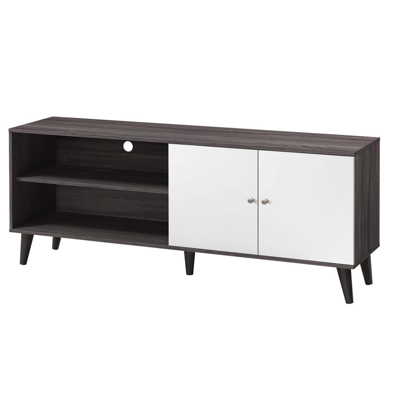 Meuble télé pour téléviseur de 63 po ou moins Amidon, avec 2 tablettes de rangement et 1 armoire, meuble télé moderne dans le salon